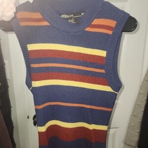 70's Style Blue Striped Women's Sweater Top